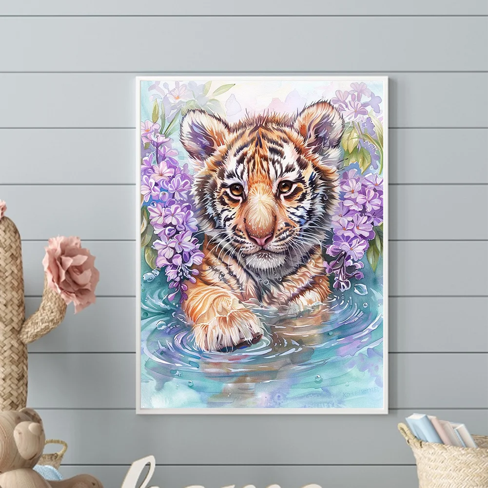 Diamond Painting - Full Round Drill - Flower Tiger(Canvas|30*40cm)