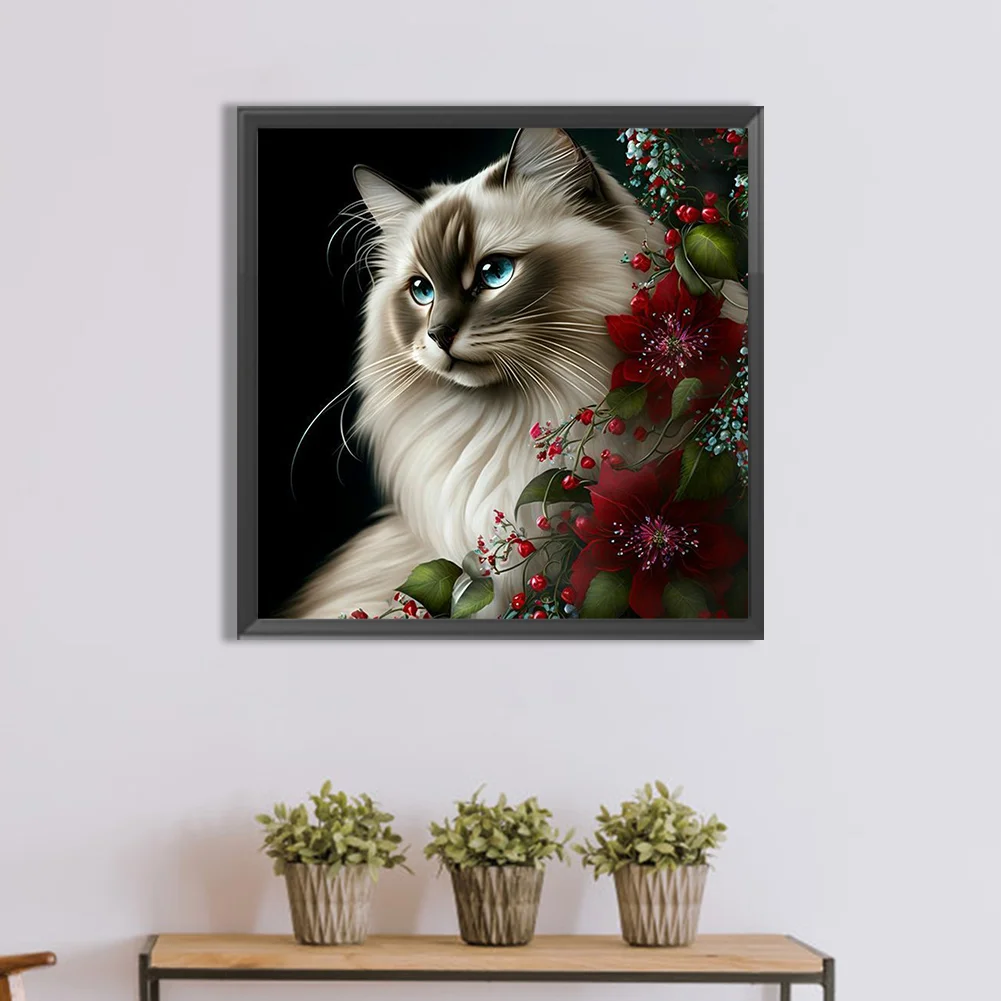 Diamond Painting - Full Round Drill - Flower Cat(Canvas|30*30cm)