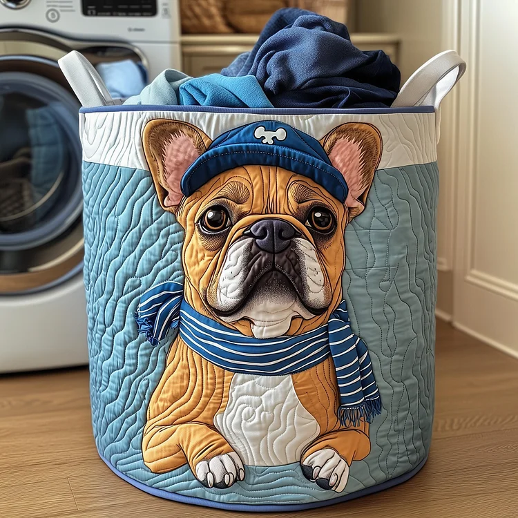 Adorable Bulldog Quilted Laundry Basket GFTOYC516