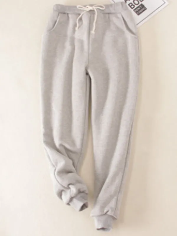 Casual Fluff/Granular fleece fabric Loose H-line Pants