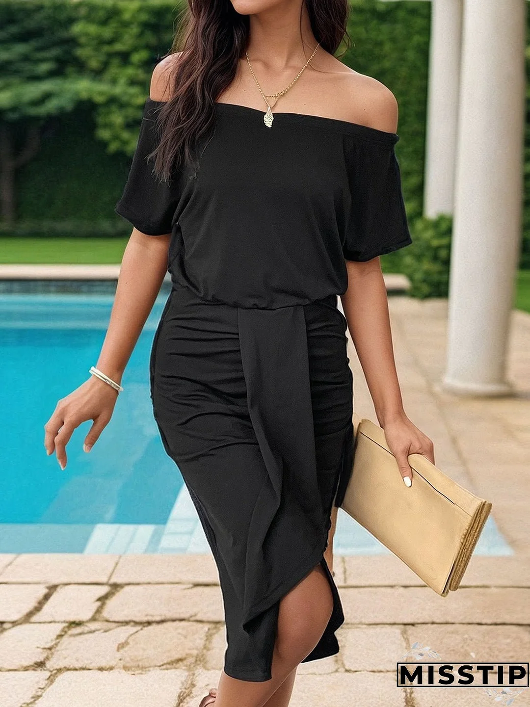 Ruched Off-Shoulder Dress
