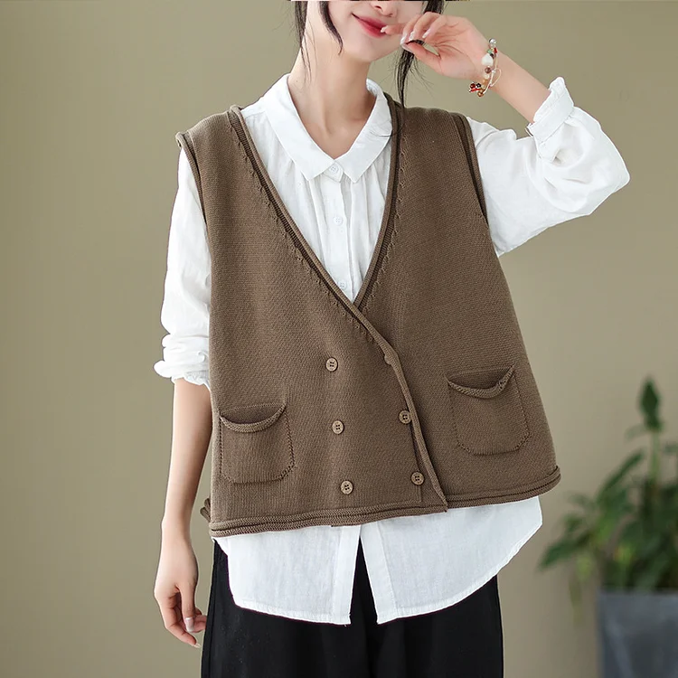 Mature Style Knitted Vest - yankia