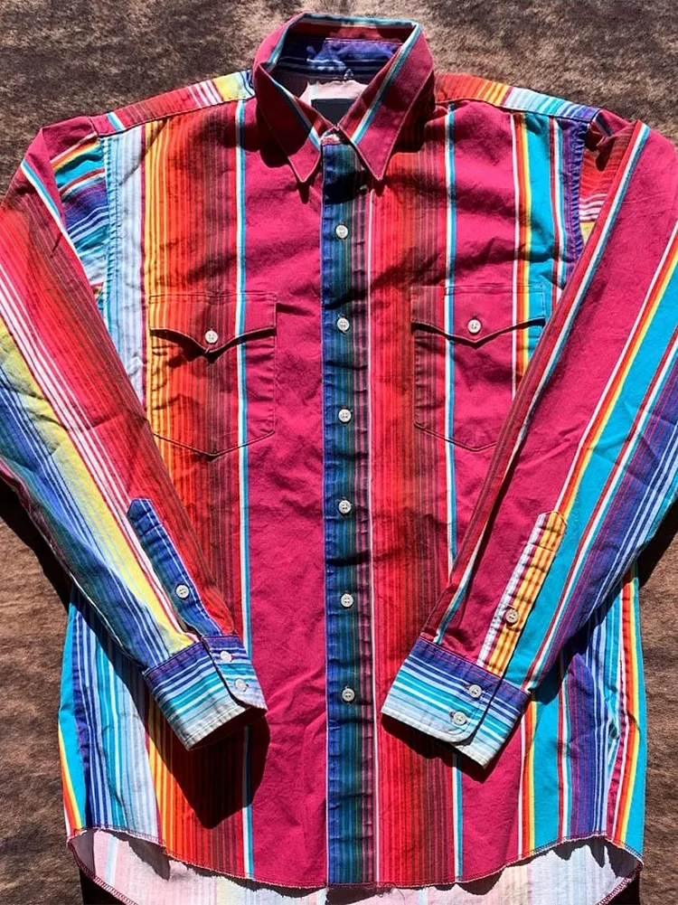 Vintage Stripe Print Casual Shirt