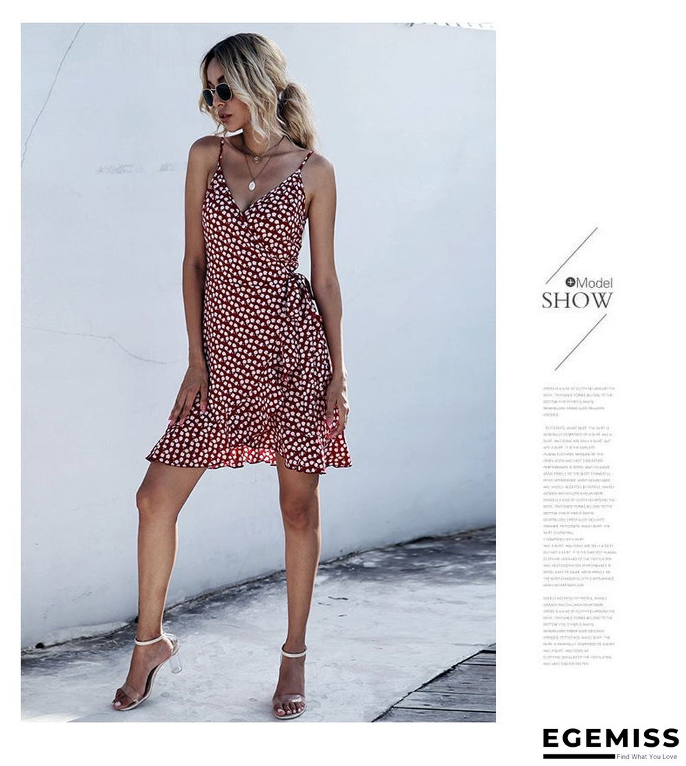 Summer Printing Irregular Ruffled Suspenders Dress Women | EGEMISS