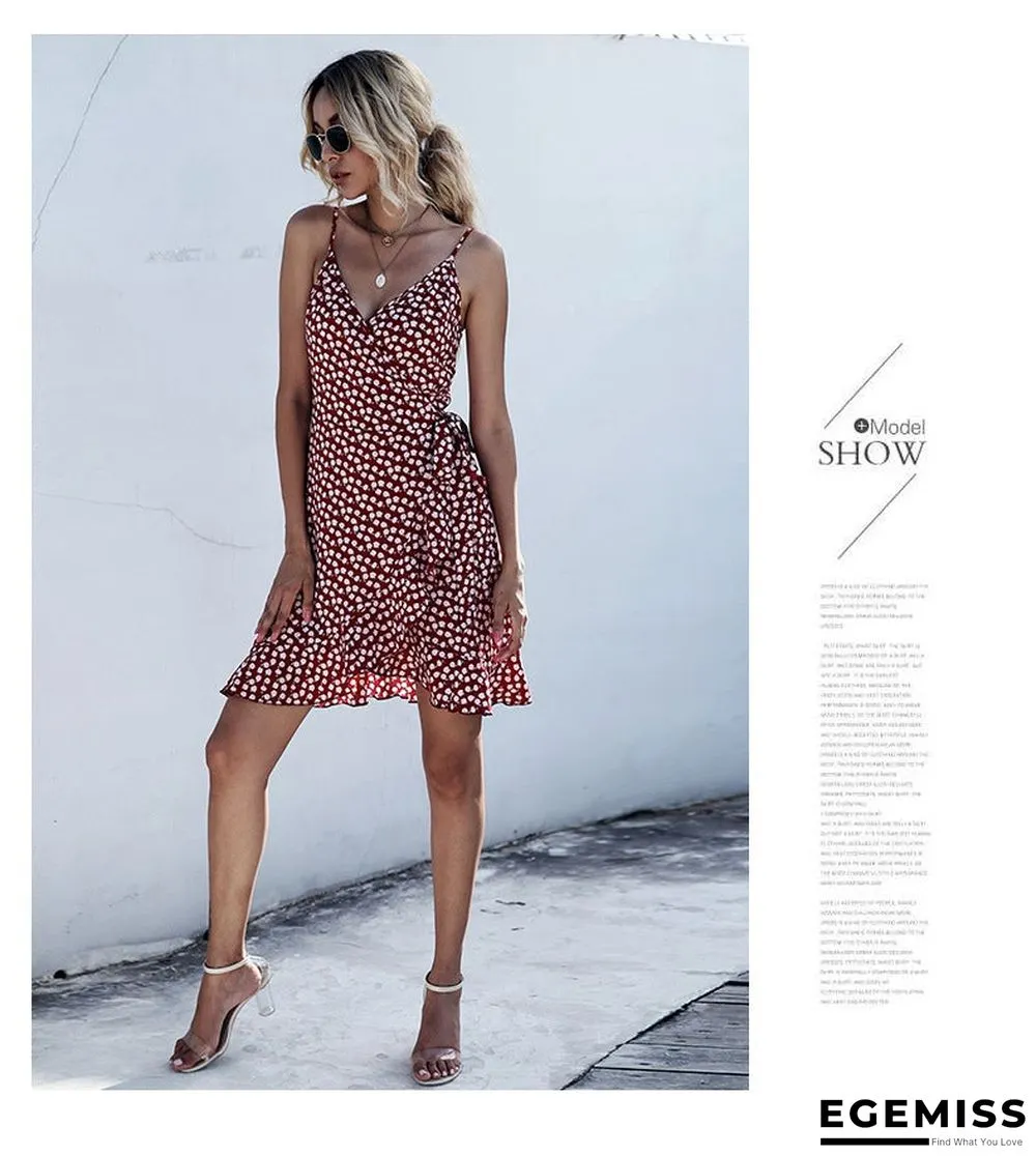 Summer Printing Irregular Ruffled Suspenders Dress Women | EGEMISS