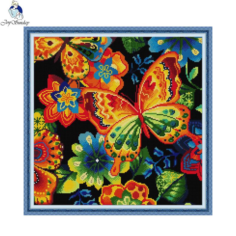 14CT Joy Sunday Stamped Cross Stitch Butterfly (40*40cm)