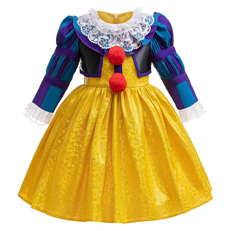 Kids Children It 1990 Pennywise Yellow Dress Outfits Cosplay Costume Halloween Carnival Suit
