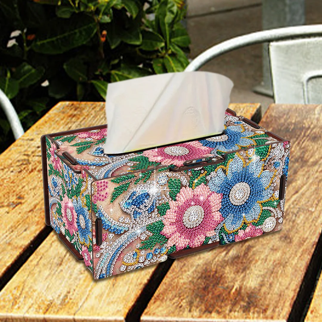 Wooden Diamond Painting Tissue Box for Home and Office Decoration (ZJH041)
