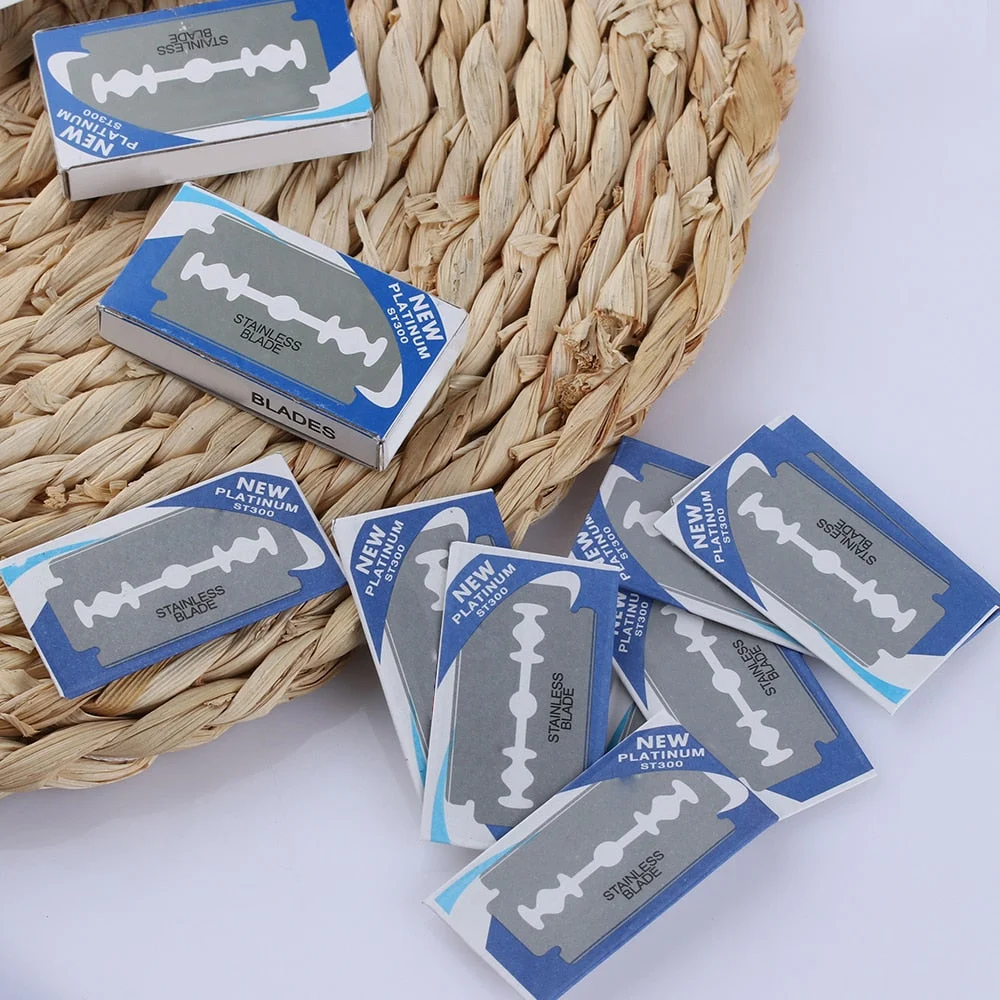 30pcsMen Razor Blades Stainless Steel Safety Hair Cutting Shaving Sharper Thinning Double Edge Blades Manual Shaver Professional