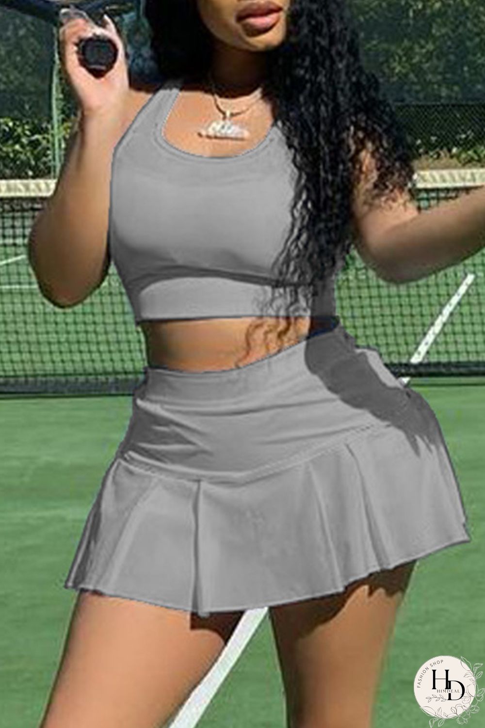 Red Casual Sportswear Solid Basic U Neck Sleeveless Two Pieces