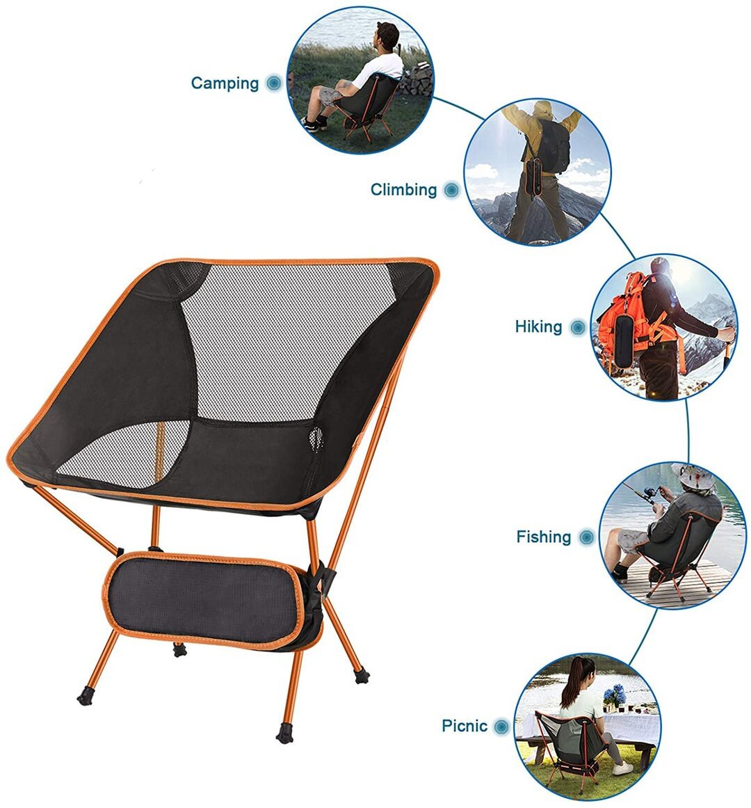 Portable Camping Chair Beach Chair - Compact Ultralight Folding Backpacking Chairs, Small Collapsible Foldable Packable Lightweight Backpack Chair in a Bag for Outdoor, Camp, Picnic, Hiking、、sdecorshop
