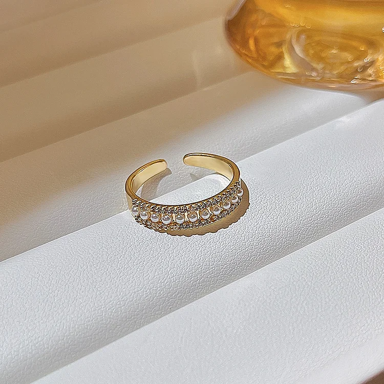 Open Adjustable Gold Pearl Ring KERENTILA