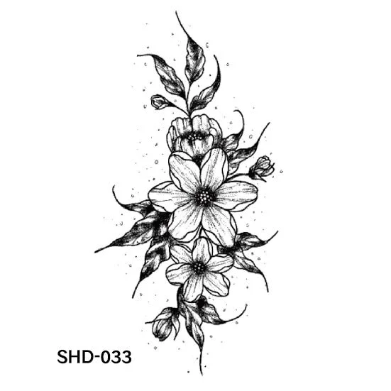 Waterproof Temporary Tattoo Black Sketchs Flowers Animal Tattoo Stickers Flash Fake Body Tattoos for Women tatuajes temporales