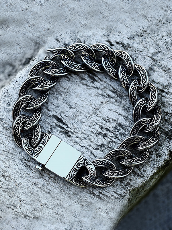 Men's Vintage Stainless Steel Carved Bracelet