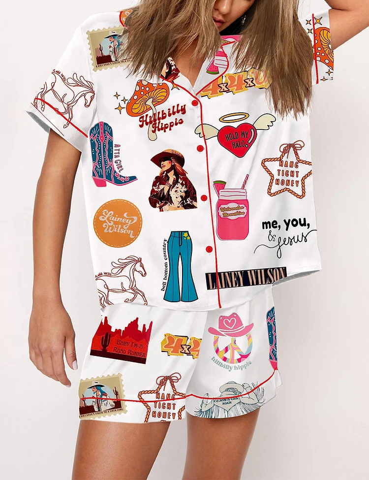 Women's Wild Flowers Wild Horses Country Concert Lainey Wilson Print Pajama Set