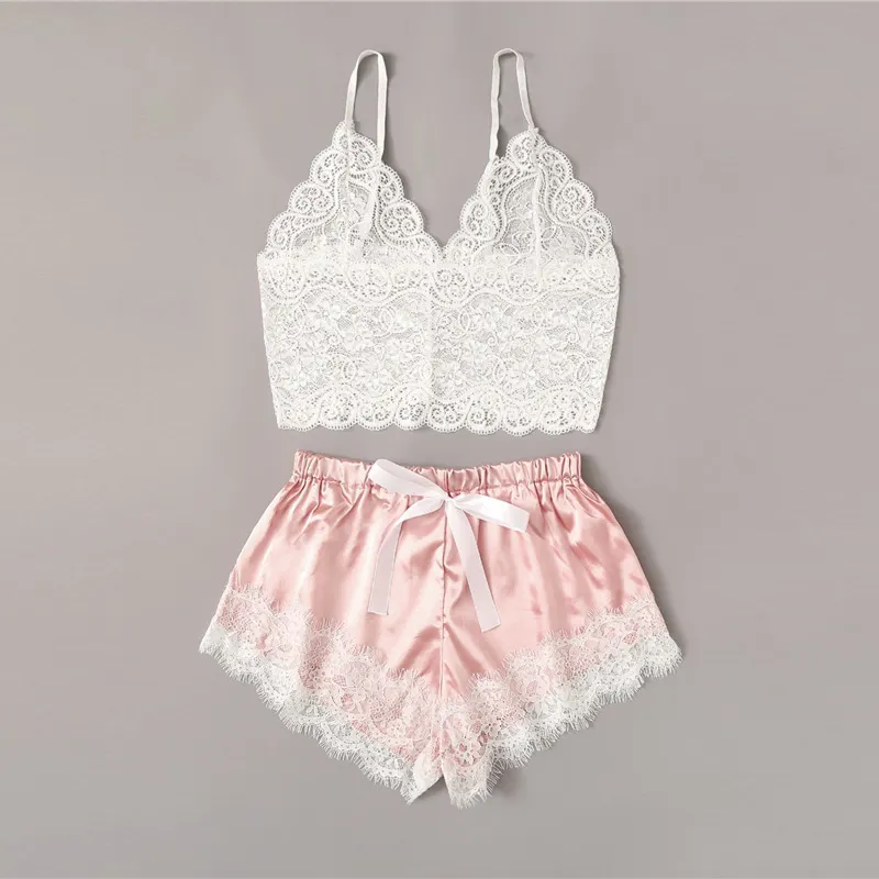 Churchf Summer Lady Simulation Silk Sling Princess Pajamas Sexy Extremely Tempting Two Sets Of Underwear Pyjamas Homewear
