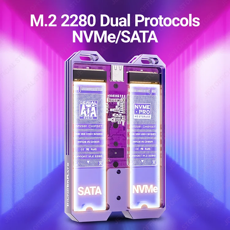 JEYI M.2 SSD Aluminum Enclosure Dual-Protocol - Thumbnail 3