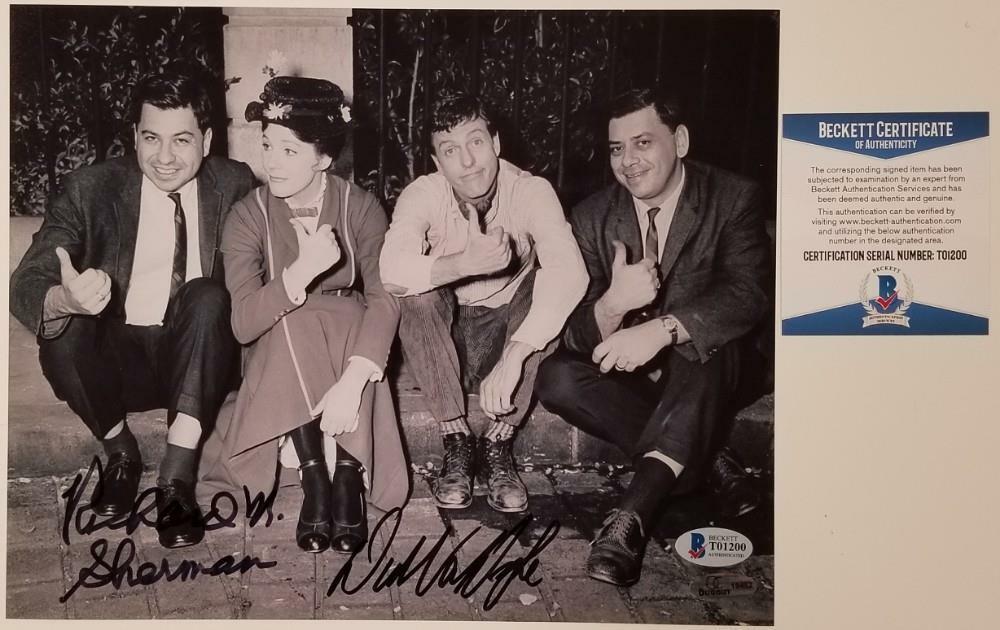 Dick Van Dyke & Richard Sherman signed Mary Poppins 8x10 Photo Poster painting ~ Beckett BAS COA