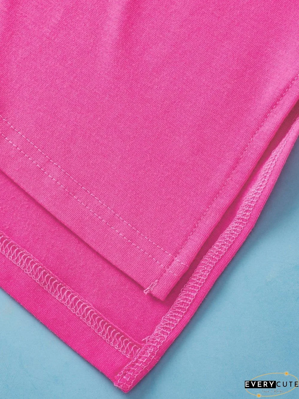 Crimson Red Extended Length Short Sleeve Slit Detail Drop Shoulder Blouse