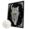 (30x40cm)DIY Pearl Painting Framed Cat Handmade Pearl Material Art Kit Living Room Decor