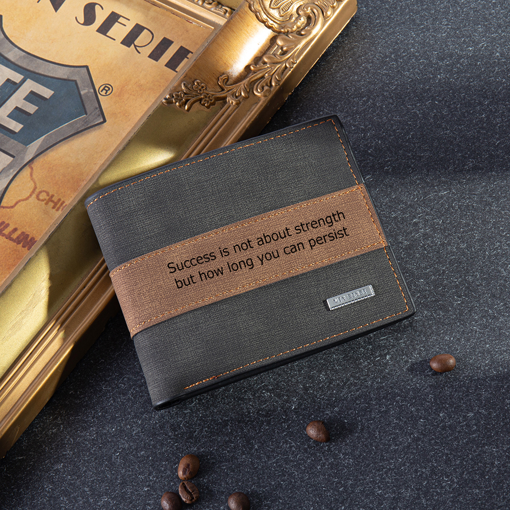 Portafoglio in pelle da uomo 2 testi personalizzabili regalo per papà