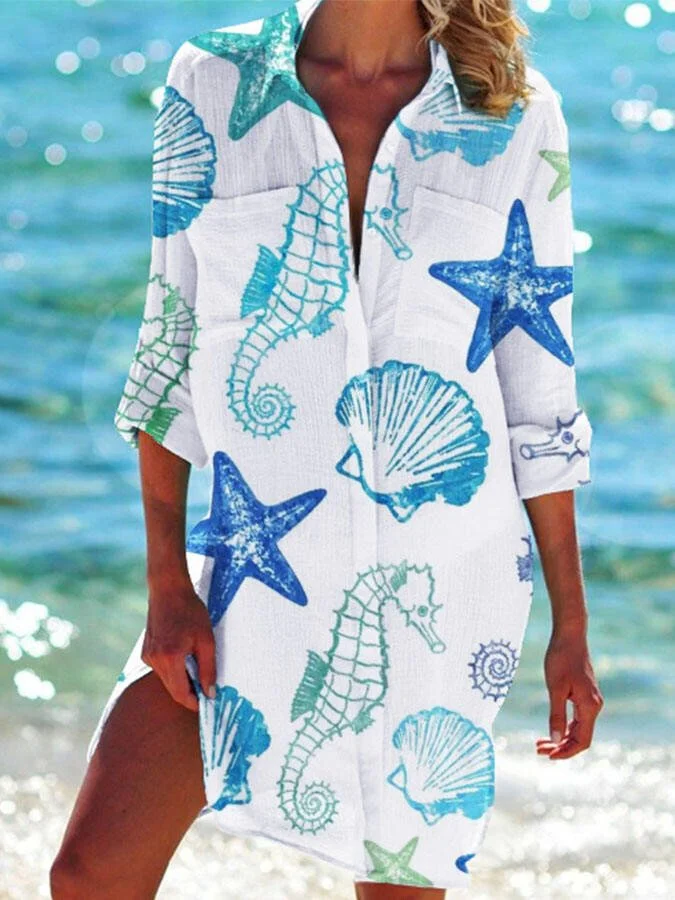 Ocean Printed Holiday Casual Shirt