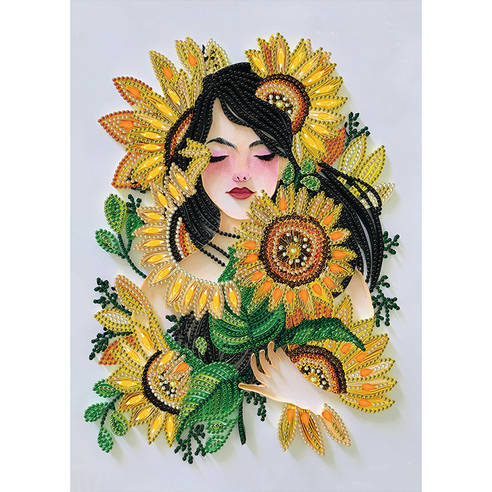 

Sunflower Girl - Special Shaped Diamond Painting - 30*40CM, 501 Original
