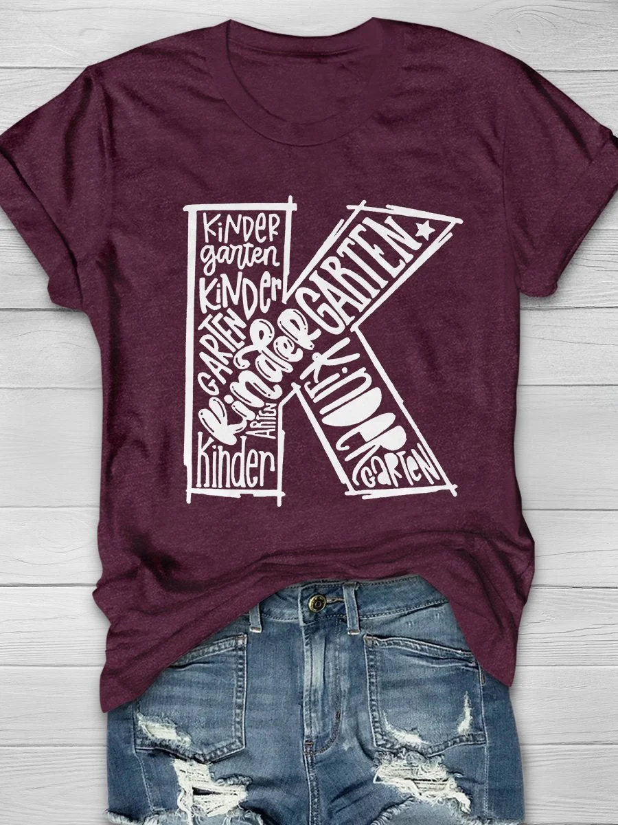 Kindergarten Teacher Print Short Sleeve T-shirt