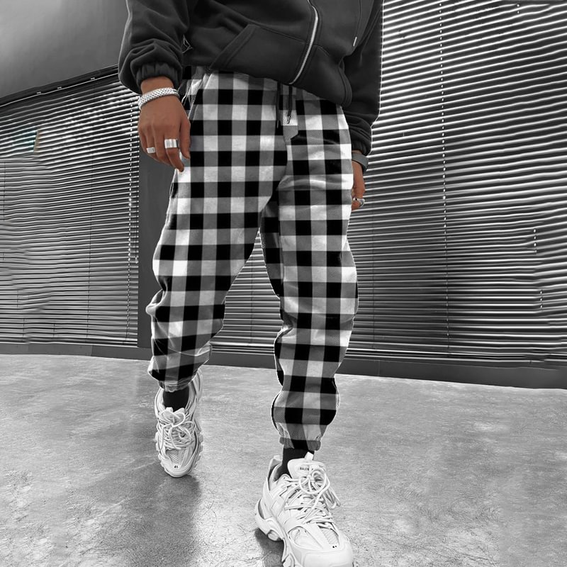 Checked Texture Air Layer Track Pants、、URBENIE