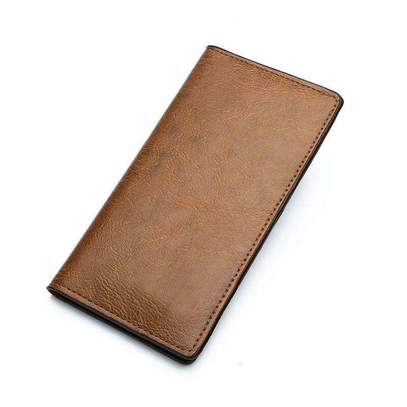 Men’s Solid Color Pu Leather Open Small Wallets Long Wallets