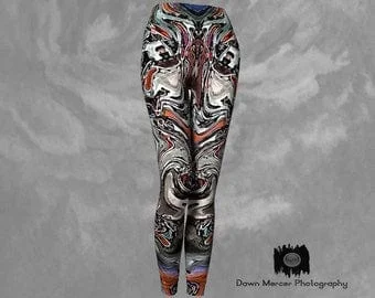 Pornhint Leggings Tights Abstract Printed Tights Funky Leggings Abstract Print - Dawn Mercer Designer Wear