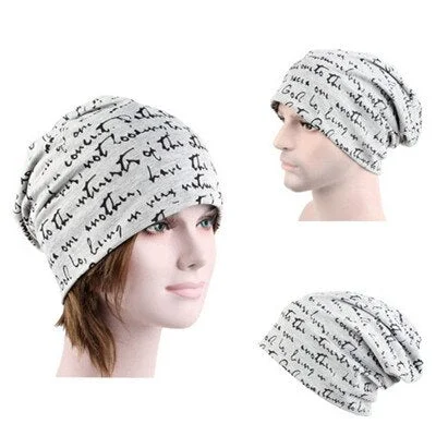 CUHAKCI Turban Cap Female Skullies Casual Thin Beanie Hat Letter Hat Unisex Hip-Hop Hats Men Headwear Cotton Beanies