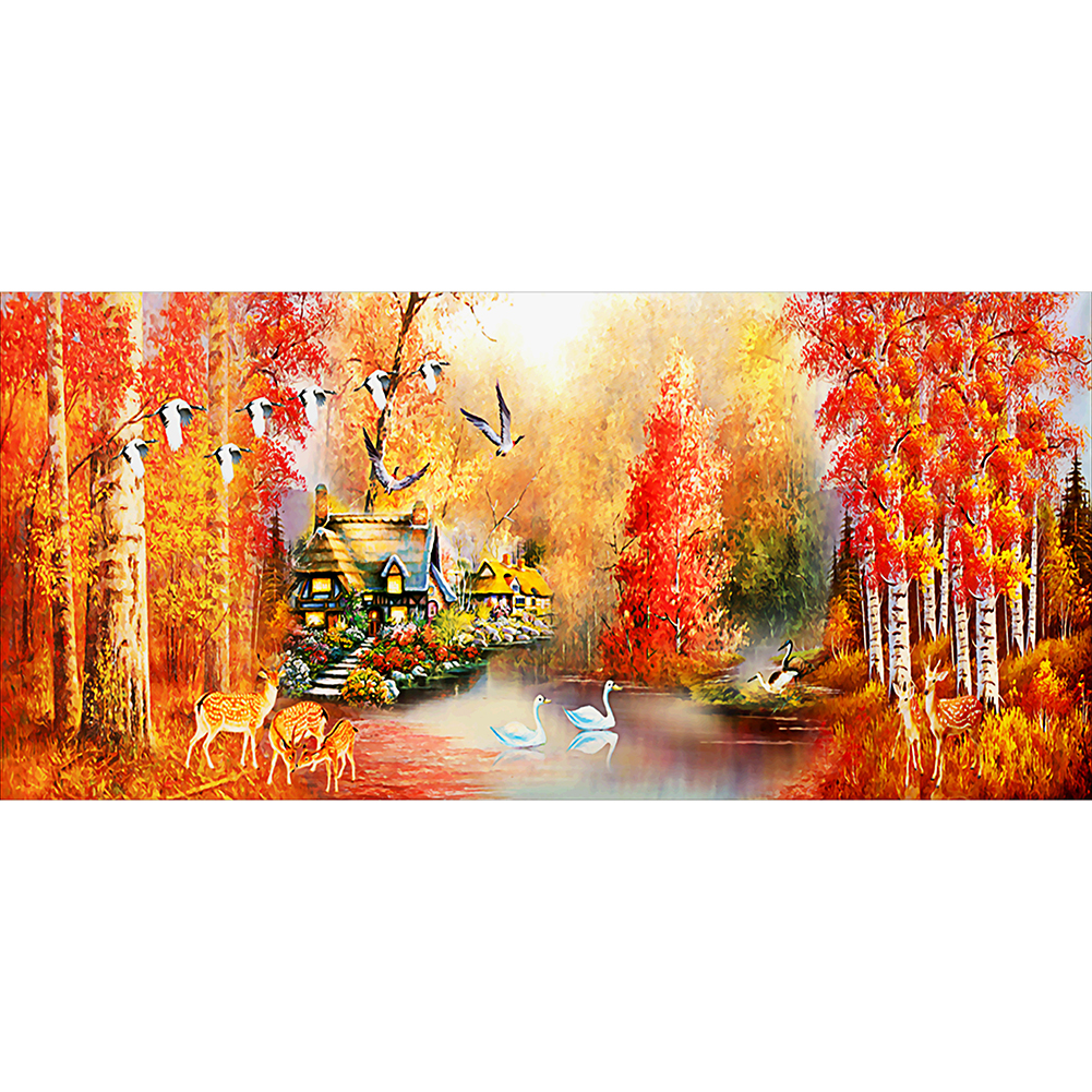 

100*50CM - Round Drill Diamond Painting - Autumn Maple Leaves, 501 Original
