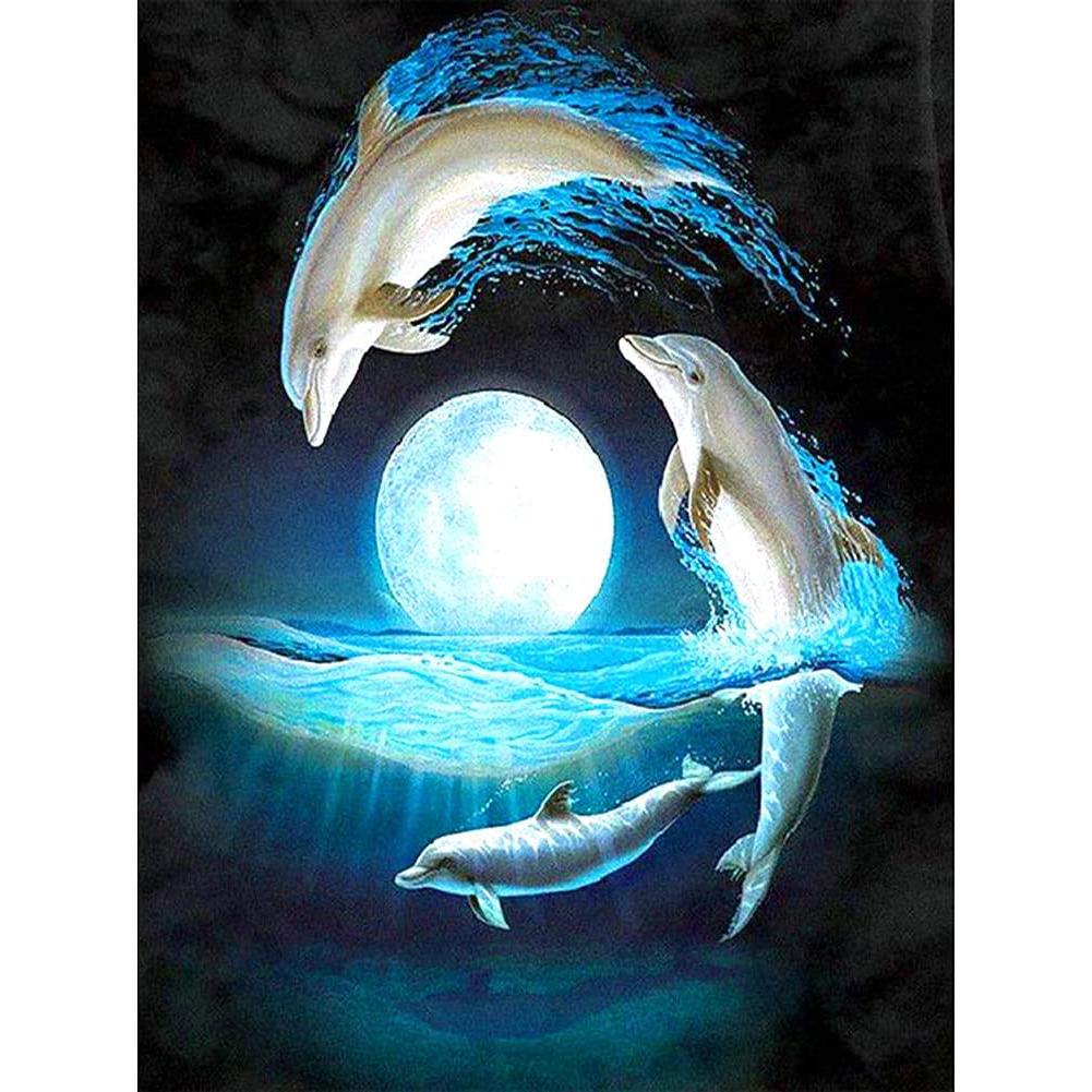 

Jumping Dolphin - Round Drill Diamond Painting - 40x50cm, 501 Original