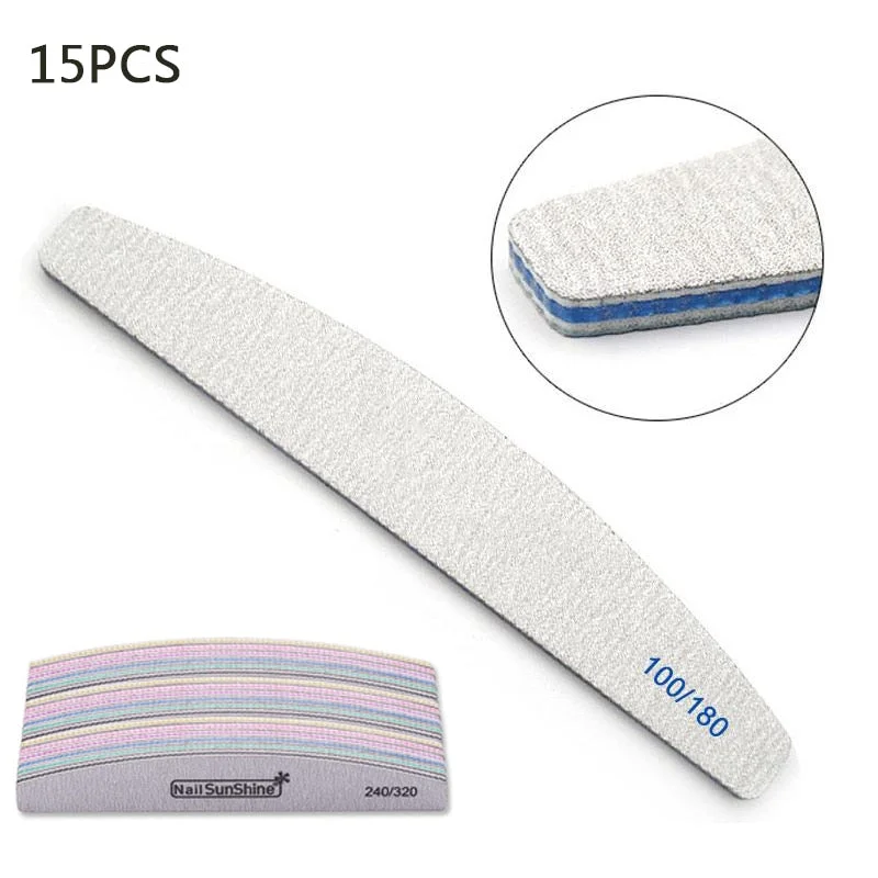Professional Nail File 80/100 100/150 100/180 Half Moon Sandpaper Nails Sanding Nail Buffer Grinding Polishing Nail Art Tools-Nail Inspo