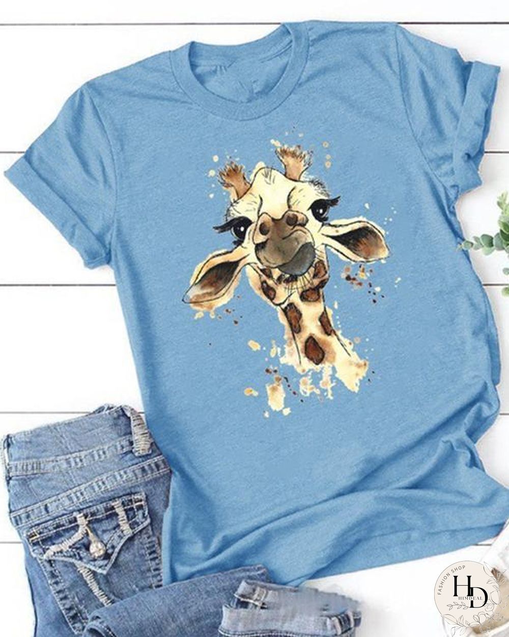 The Giraffe Printing Short Sleeve T-shirt