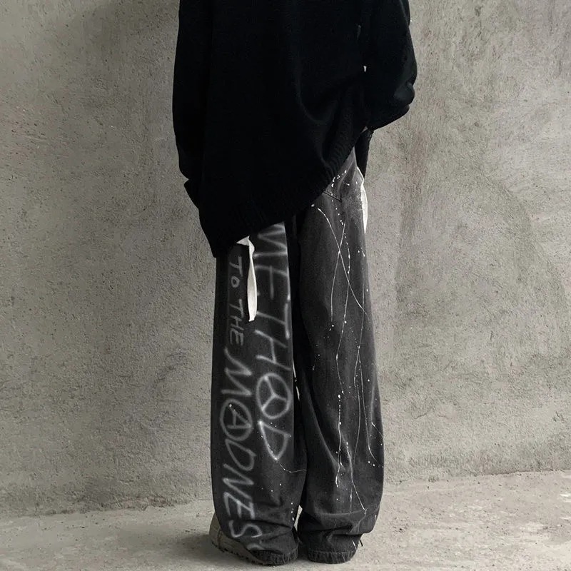 Mocha Denim Paisley Patch Waist Tie Barrel Pants