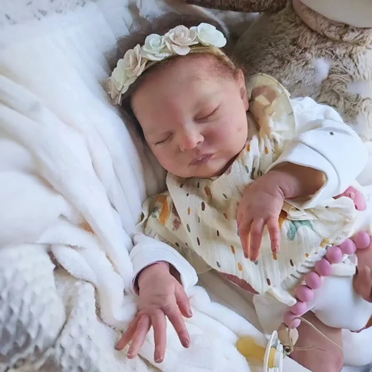  20" Lifelike Reborn Painted Hair Girl Baby Doll Named Derata, Gifts For Kids with Heartbeat💖 & Sound🔊 - Reborndollsshop®-Reborndollsshop®