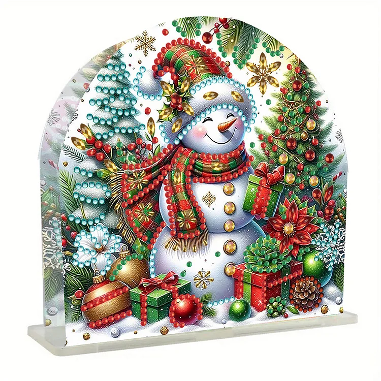 Christmas Acrylic DIY 5D Diamond Art Painting Napkin Holder Set (Snowman C)