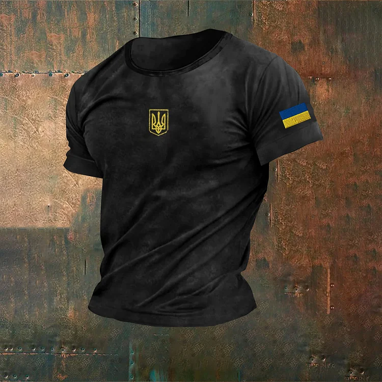 Simpfit Herren Ukraine Trident Art Gemütliches T-Shirt