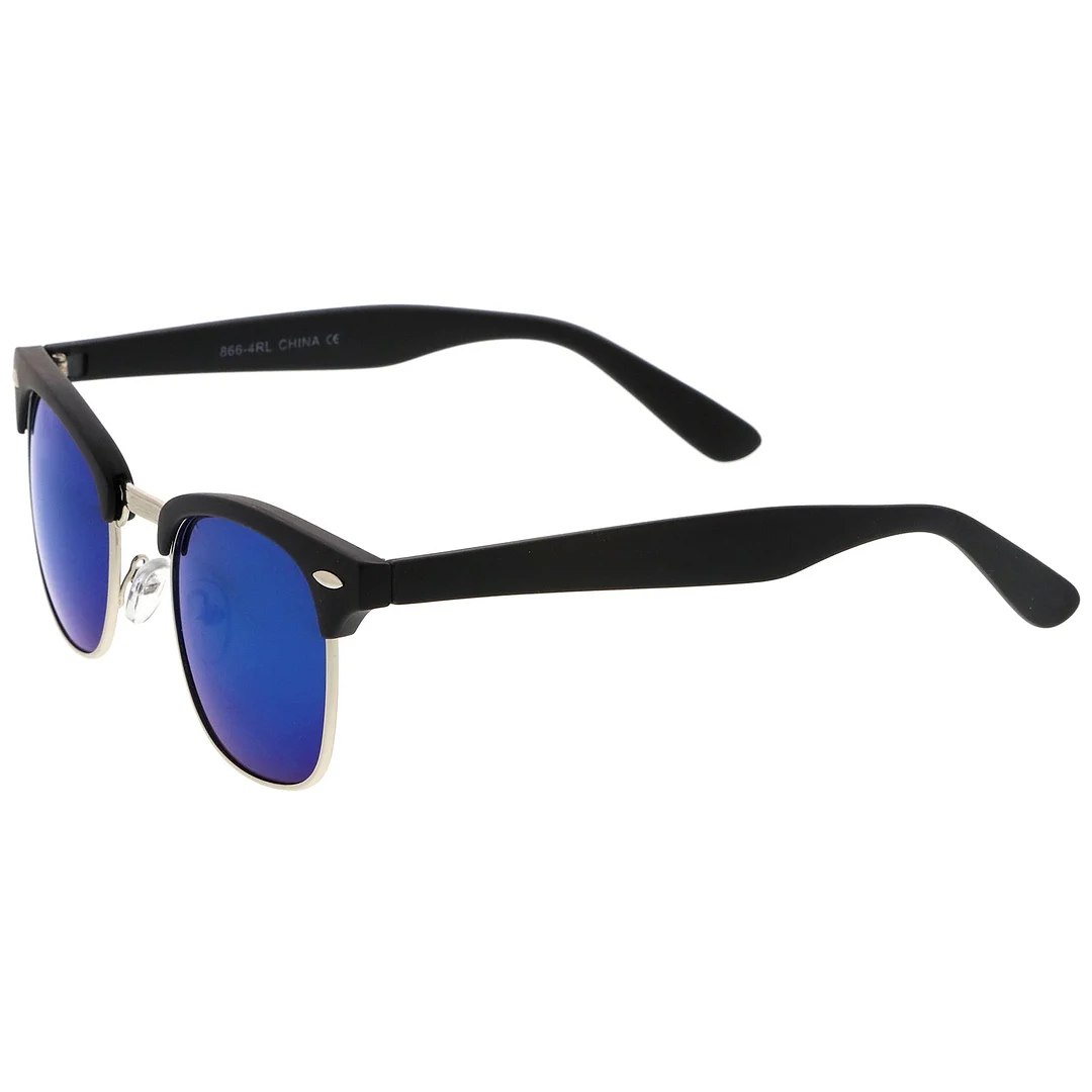 Premium Half Frame Colored Mirror Lens Horn Rimmed glasses 50mm