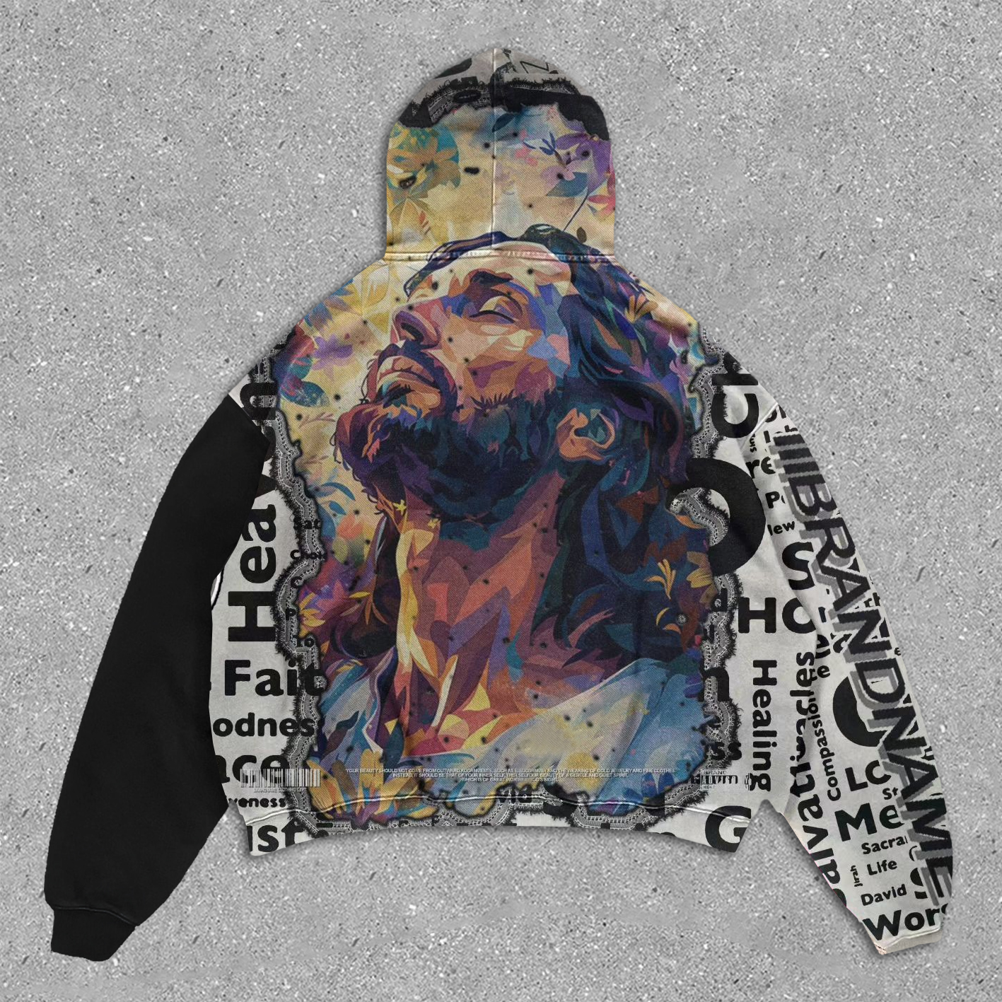 Vintage all over print oversized hoodie