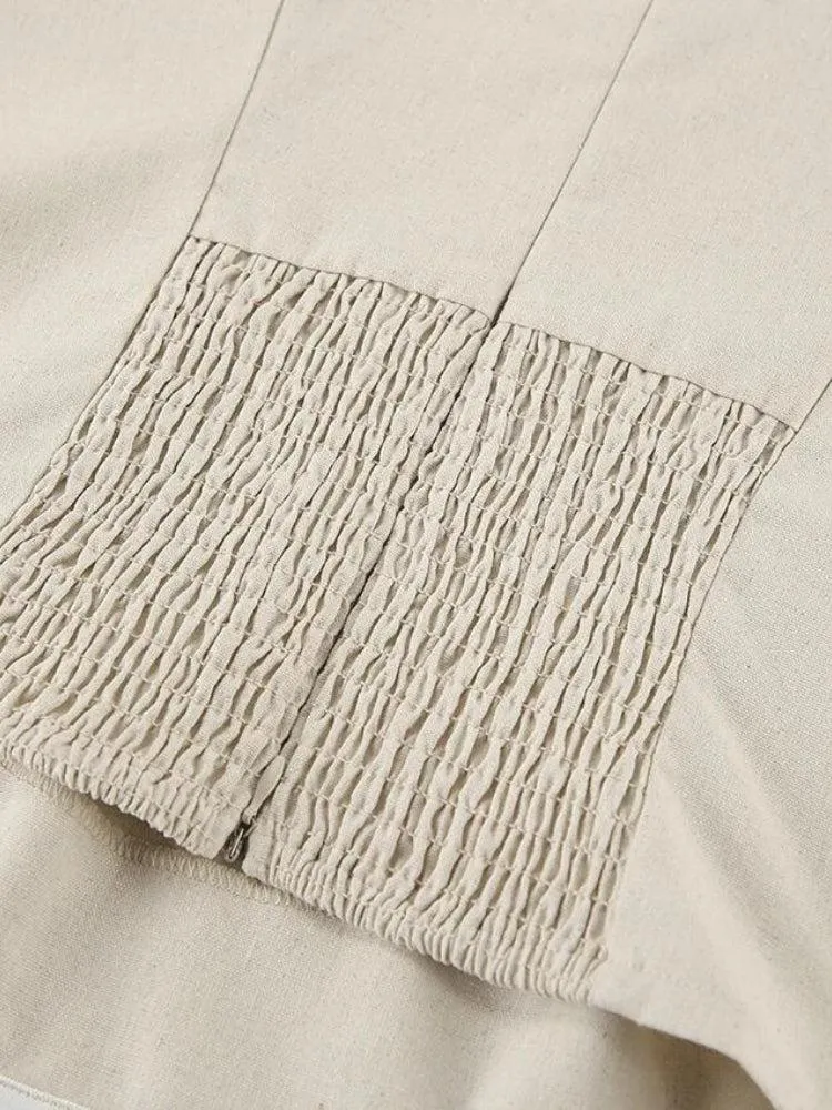 Brownm Linen Midi Dress