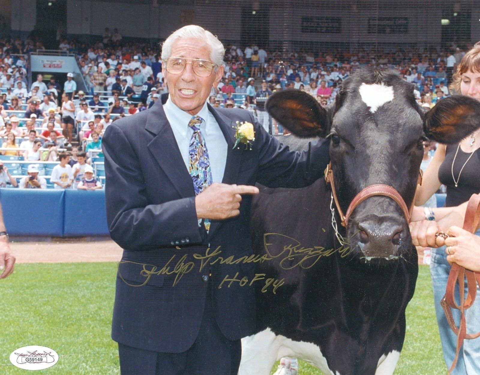 PHIL RIZZUTO NY YANKEES SIGNED AUTOGRAPH INSCRIBED 8X10 Photo Poster painting JSA