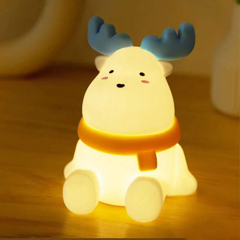 Christmas Elk LED Squishy Night Light For Gift USB Rechargeable Elk Lamp