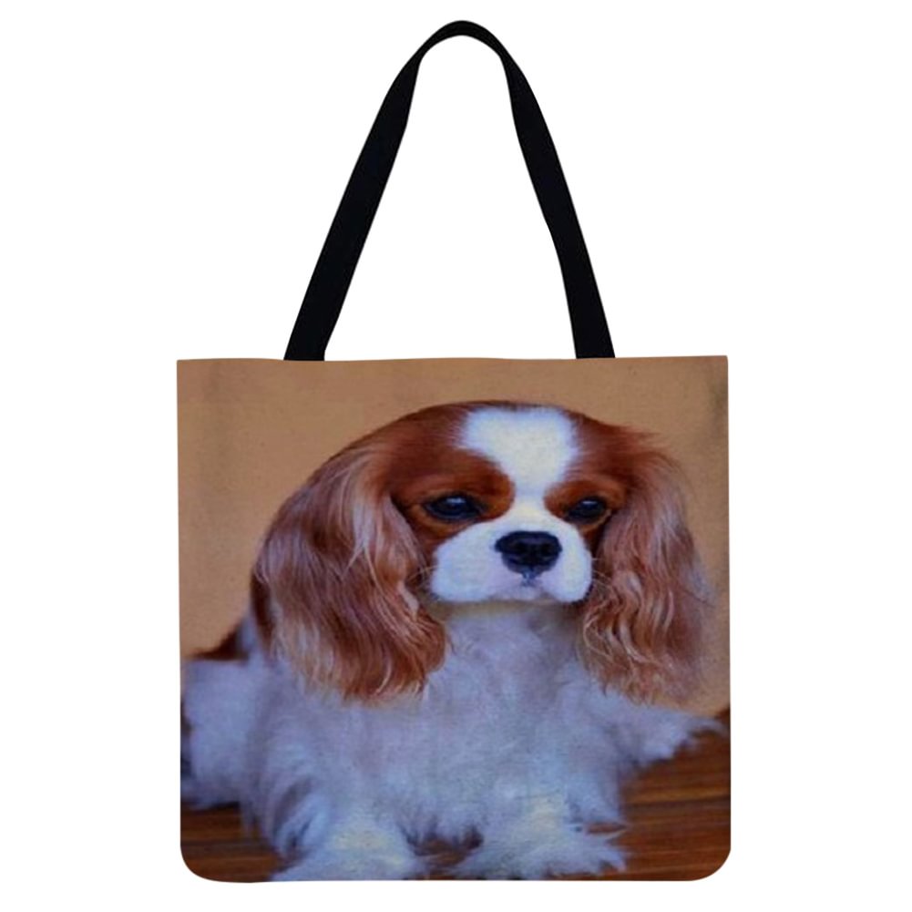Linen Tote Bag-Long haired dog