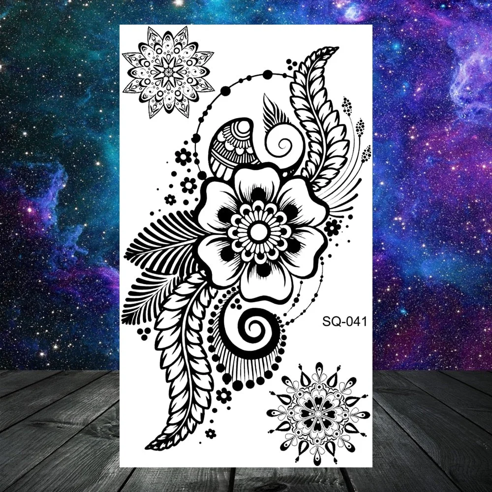 Small Skull Henna Feather Arrow Temporary Tattoos For Women Adult Kids Cross Scorpion Anchor Fake Tattoo Neck Arm Finger Tatoos