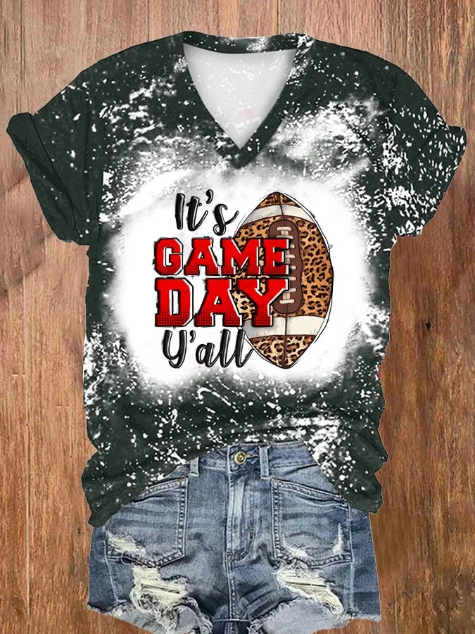 Women's Football  It's Game Day Y'all Print Casual T-Shirt socialshop
