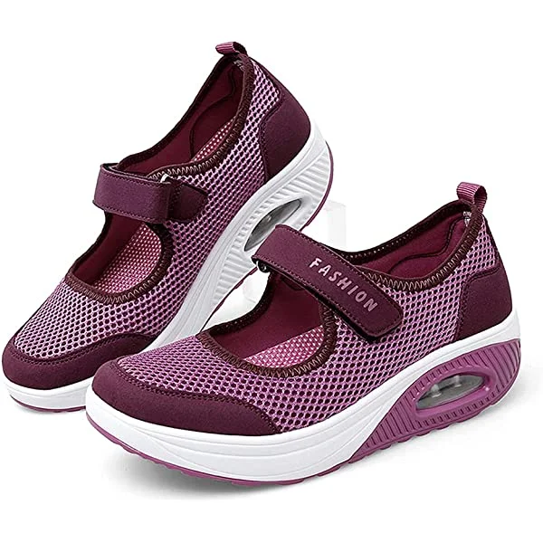 VARSKARC Women's Casual Air Cushion Platform Sneaker Mary Jane Shoes 8.5 Grey