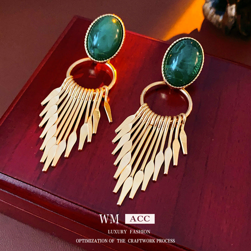 Medieval Round Ellipse Geometric Alloy Electroplating Earrings